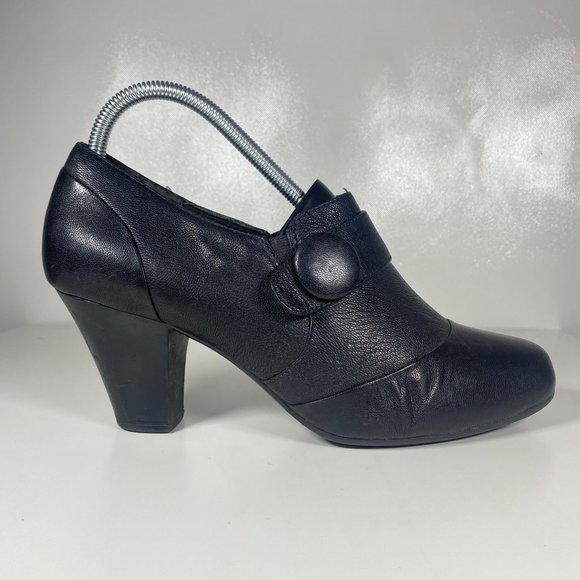 Clarks Women Shoes Bendable Heeled Booties Almond Toe Leather Black Sz 10 - Picture 7 of 13
